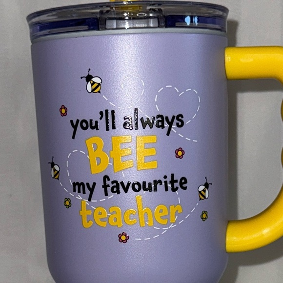 Purple and Yellow Teacher Tumbler Coffee Water 1000 mL - Picture 2 of 5
